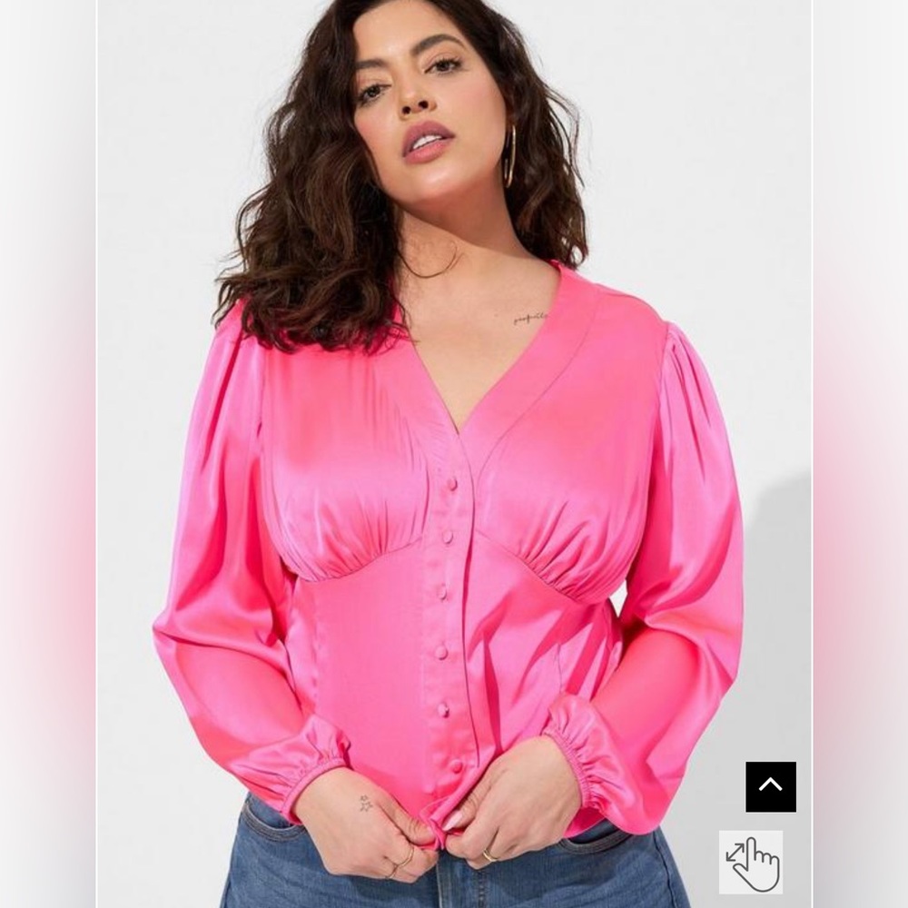 Cute plus size 2x Hot Malibu pink silk blouse